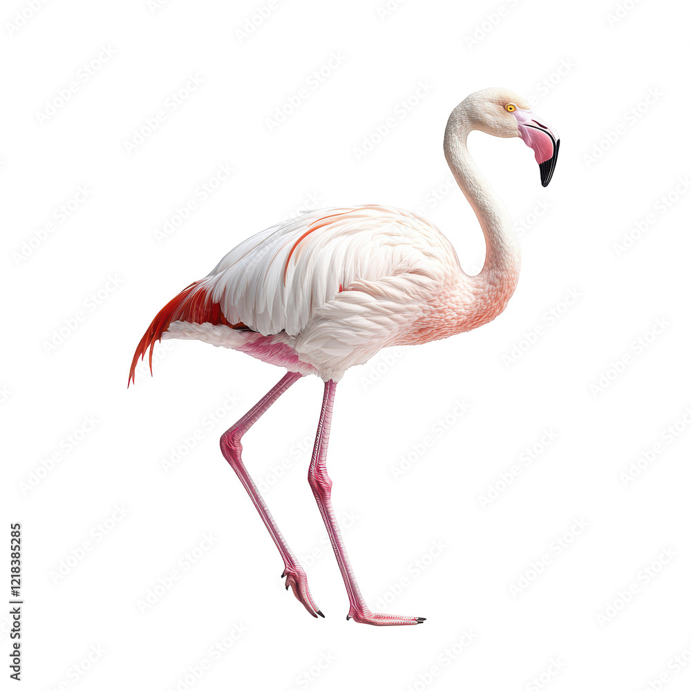 Fototapeta premium Elegant Flamingo Isolated on Black Background A Majestic Bird Profile,