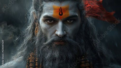 close up of aghori sadhu face photo