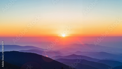 Tableau sur toile Sunrise illuminating rolling hills, beauty of spring equinox