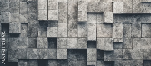 Wallpaper Mural Textured concrete wall with a modern geometric design featuring varied gray tones and subtle lighting, creating an industrial aesthetic. Torontodigital.ca