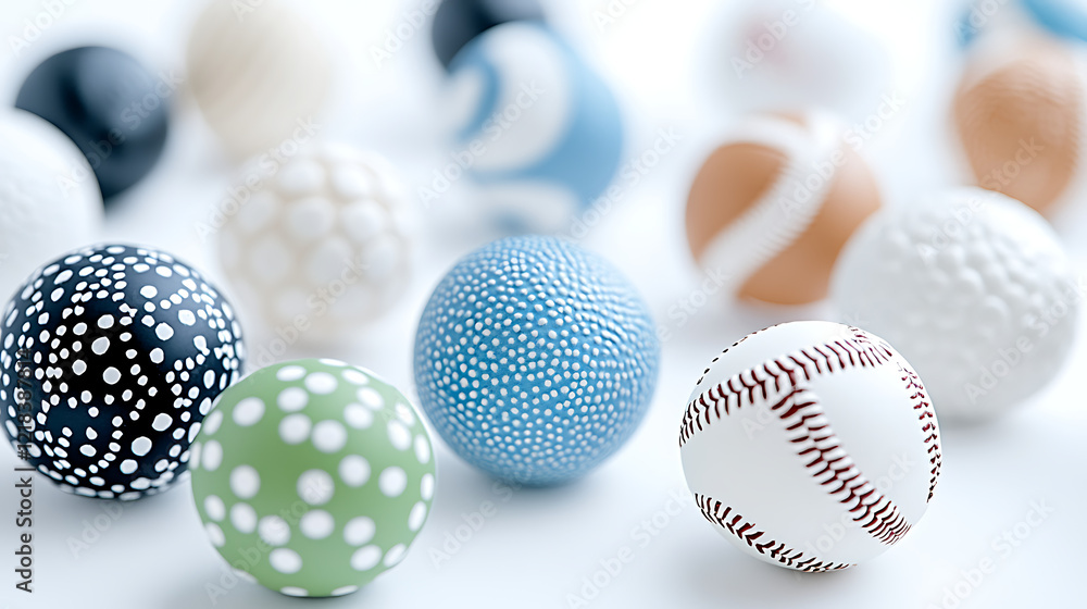 Fototapeta premium Decorative Dotted Balls Baseball Sphere Craft Texture
