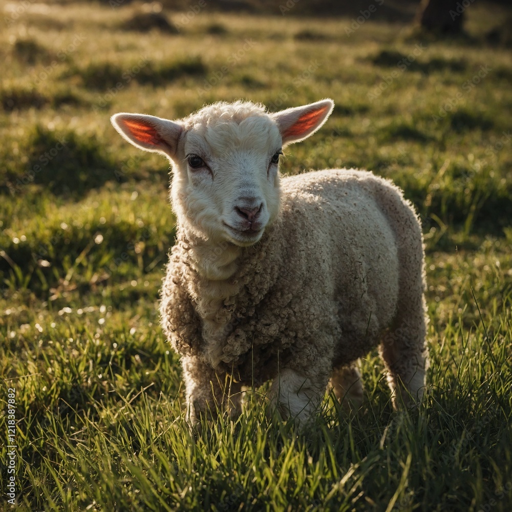 A sheep with a woolly coat walking along a dirt road. A sheep with a woolly coat walking along a dirt road.