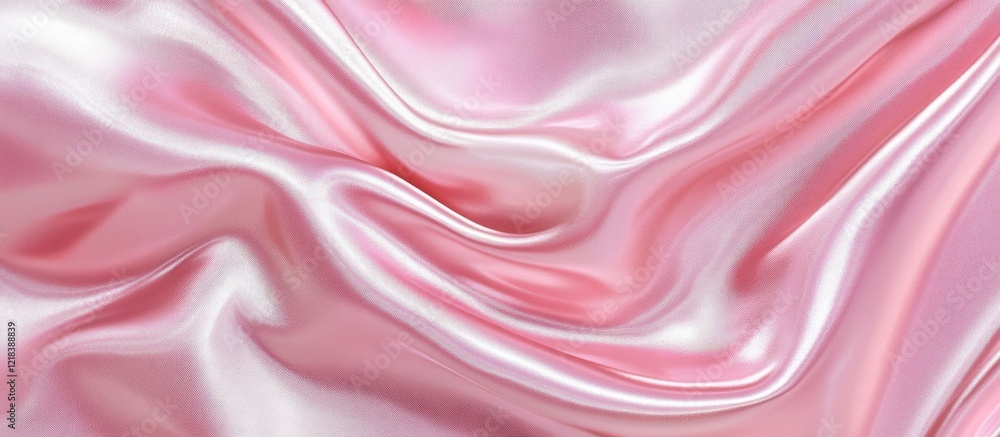 Obraz premium Soft pink satin fabric drapes elegantly with gentle waves reflecting light, creating a luxurious and smooth texture ideal for design projects.