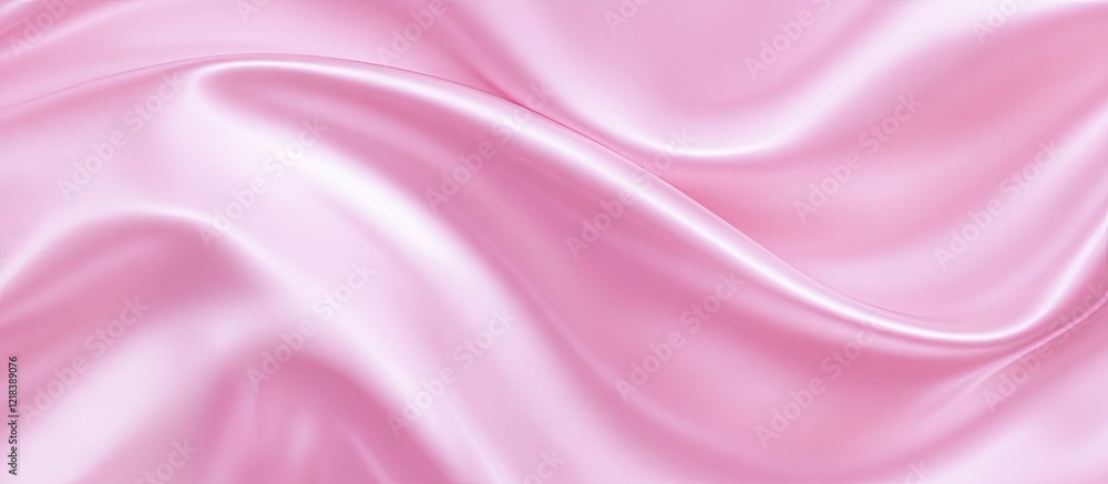 Fototapeta premium Smooth pink satin texture with soft waves and elegant sheen, ideal for adding luxury to design projects in a delicate pastel palette.