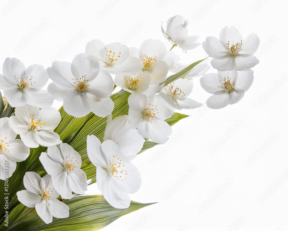 White blossoms in flight, isolated on a clear background cutaway White blossoms in flight, isolated on a clear background cutaway