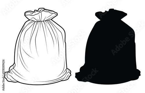 plastic garbage bag outline silhouette vector illustration