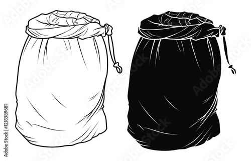 plastic garbage bag outline silhouette vector illustration