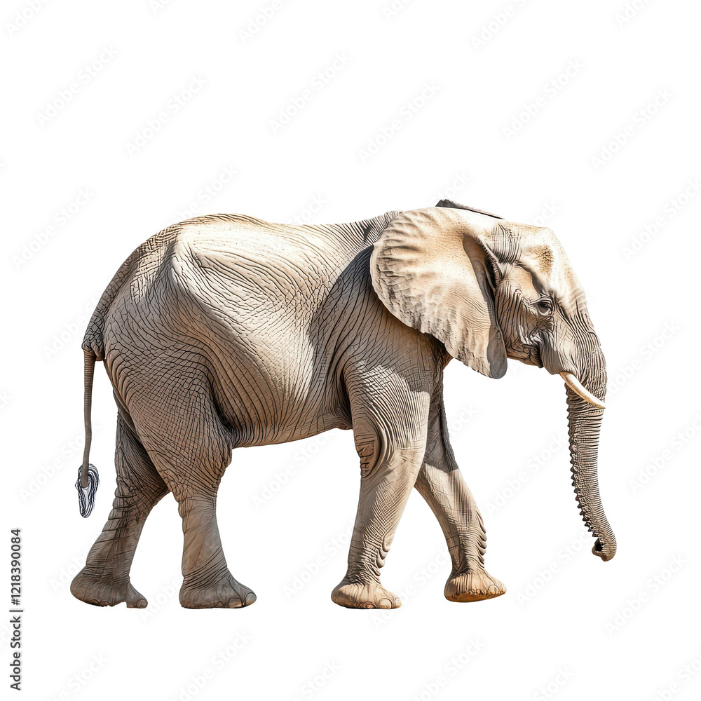 Fototapeta premium African Elephant Walking Black Background Wildlife Animal Portrait