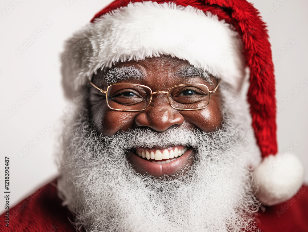 Santa Claus Smiles Warmly at the Camera, Dressed in Traditional Red Outfit With White Fur Trim During the Holiday Season Santa Claus Smiles Warmly at the Camera, Dressed in Traditional Red Outfit With White Fur Trim During the Holiday Season
