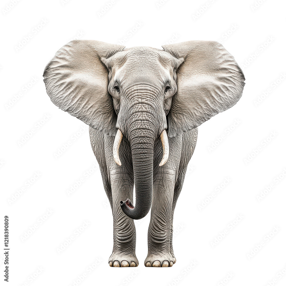 Fototapeta premium Majestic African Elephant on Black Background Powerful Wildlife Image