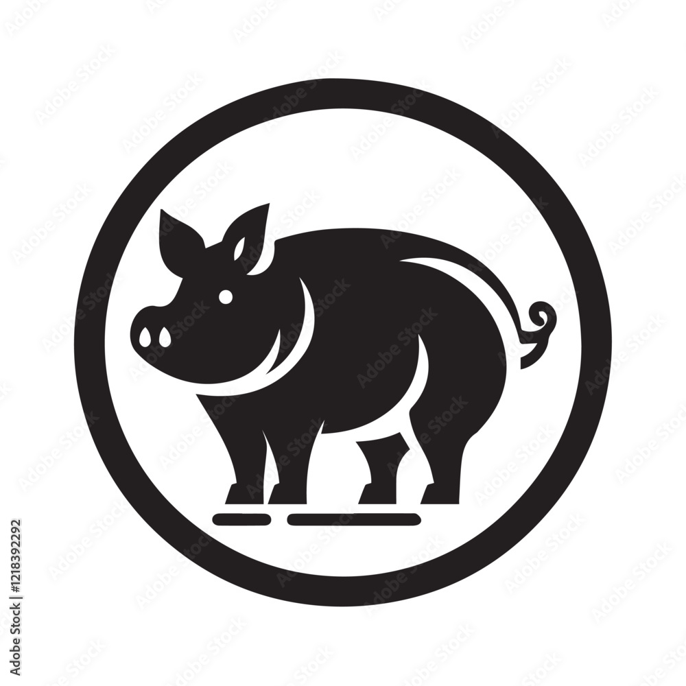 Obraz premium Cute cartoon pig illustration, perfect for children's books or farm-themed designs.