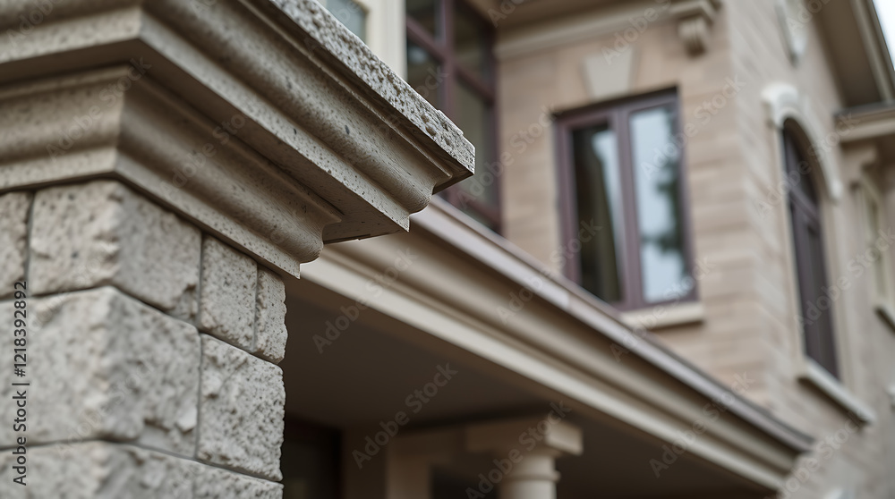 Close-up of Elegant Stonework: Architectural Detail of a Luxurious House Exterior Close-up of Elegant Stonework: Architectural Detail of a Luxurious House Exterior
