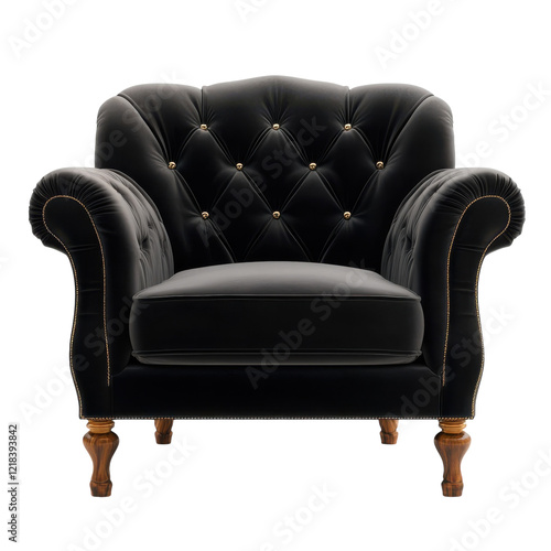 Elegant Black Armchair Design on transparent background. photo