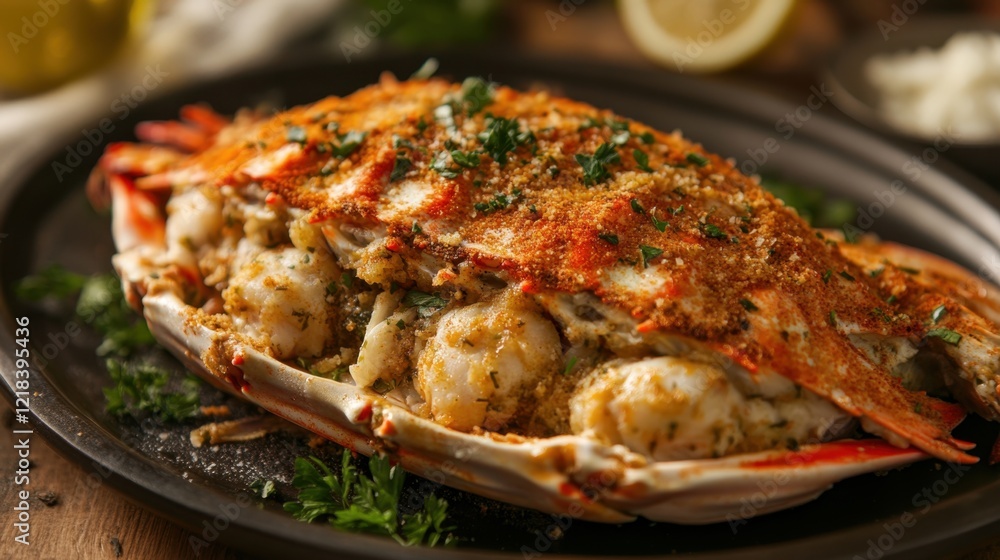 National Crab Stuffed Flounder Day Gourmet baked crab dish with fresh herbs and lemon garnish National Crab Stuffed Flounder Day Gourmet baked crab dish with fresh herbs and lemon garnish