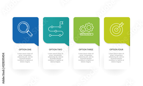 4 options speech bubble infographic. Poster, Banner, Presentation, Information and Plan. Vector illustration.