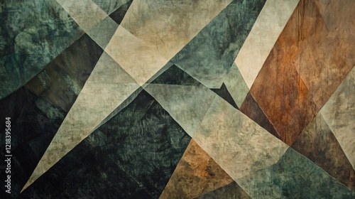 Wallpaper Mural Delicate Brushwork in Green Brown Beige Abstract Geometric Pattern Oil Painting with Soft Texture Torontodigital.ca