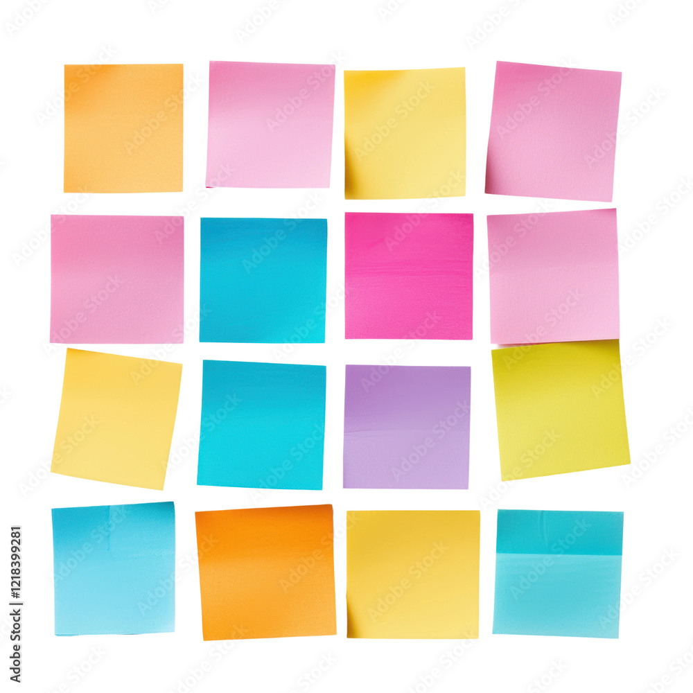 Fototapeta premium Colorful Sticky Notes with Handwritten Ideas on White Background