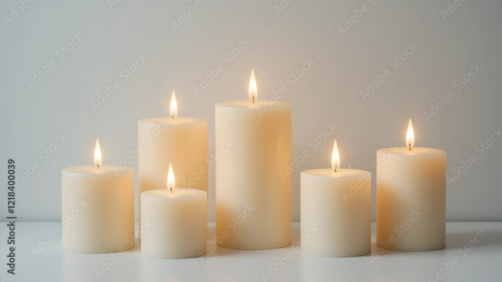 Serene Display of Cream-Colored LED Candles Evoking Peace and Tranquility Serene Display of Cream-Colored LED Candles Evoking Peace and Tranquility