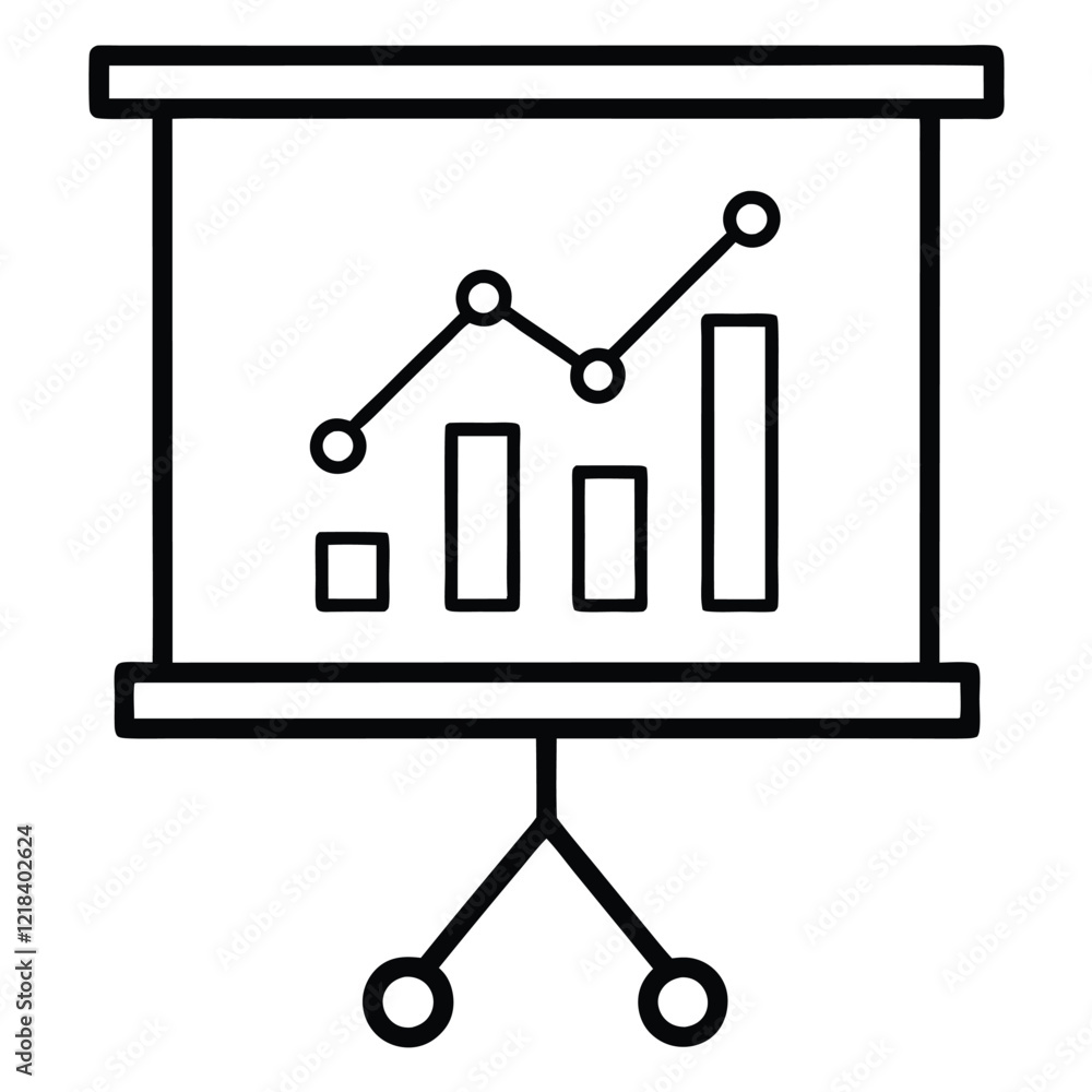 Simple Illustration of a Presentation Stand with Graphs and Charts Simple Illustration of a Presentation Stand with Graphs and Charts