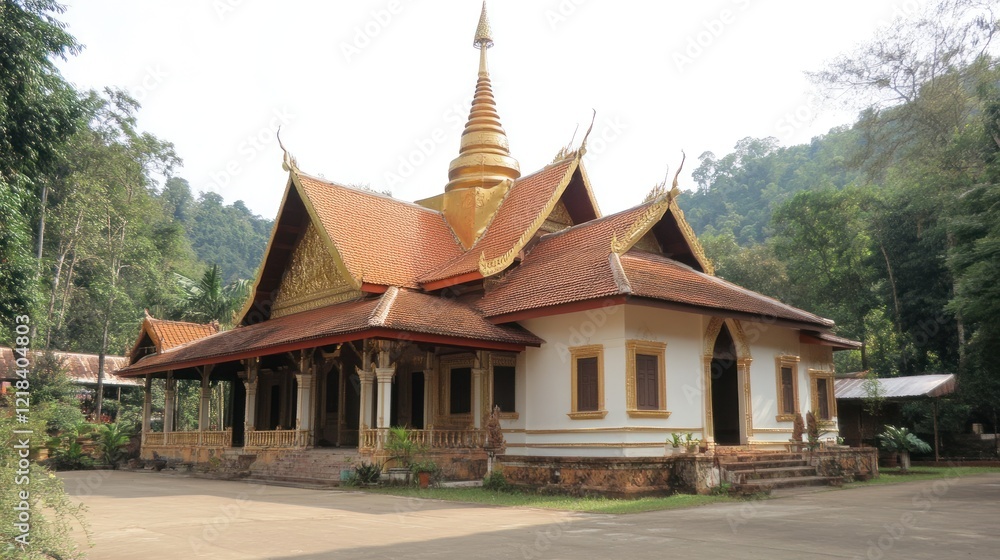 Serene Temple nestled in Lush Green Mountains Serene Temple nestled in Lush Green Mountains