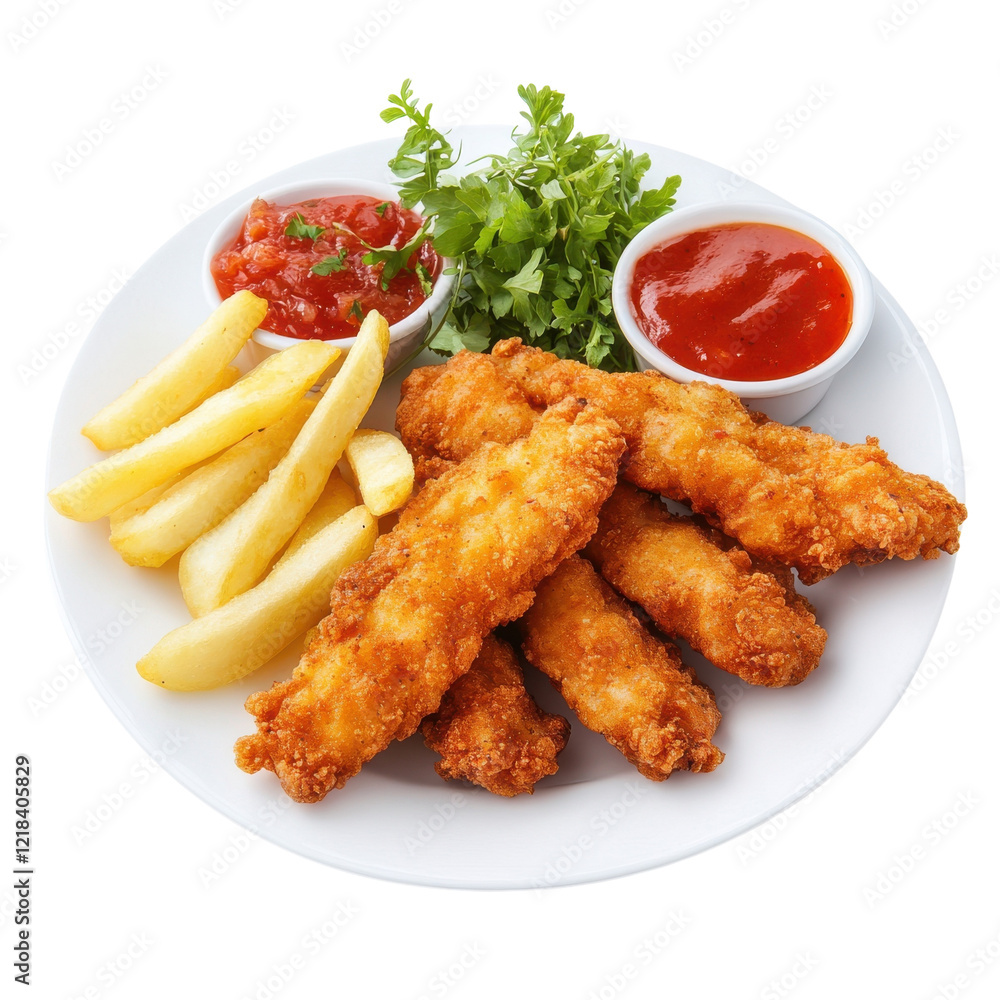 Crispy Breaded Chicken Tenders on transparent background. Crispy Breaded Chicken Tenders on transparent background.
