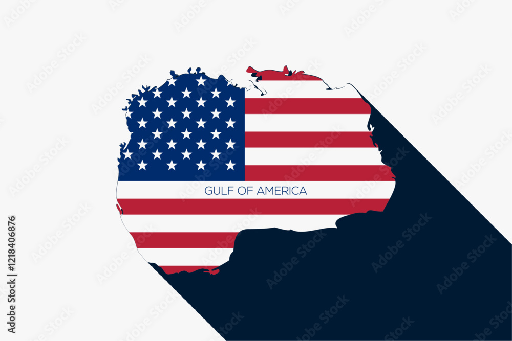 gulf of America with united states flag vector illustration Gulf of Mexico will be renamed, conceptual gulf of America with united states flag vector illustration Gulf of Mexico will be renamed, conceptual