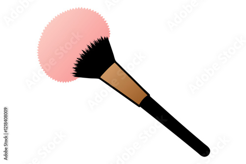 Stylish Blush Brush with Fluffy Bristles and Wooden Handle - Vector Illustration photo