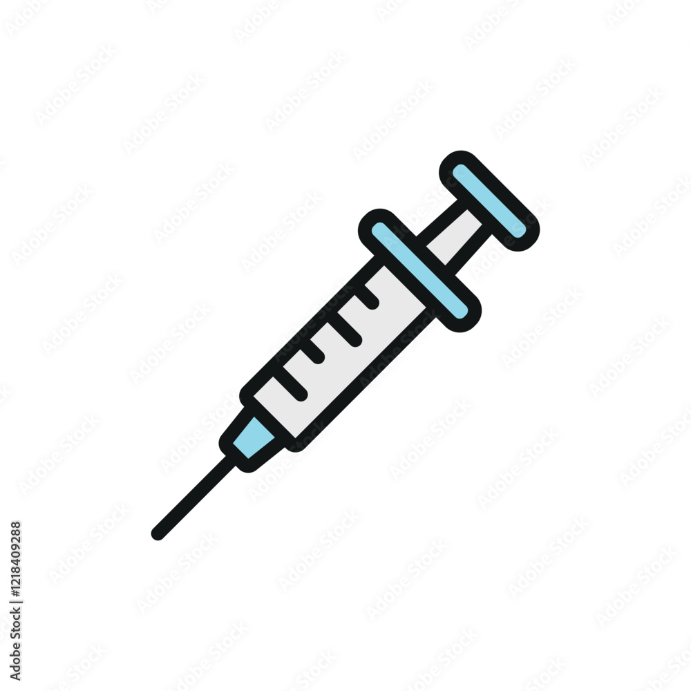 Syringe icon designed with clean and precise lines, ideal for medical presentations Syringe icon designed with clean and precise lines, ideal for medical presentations