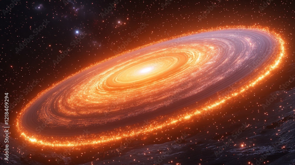 Obraz premium Fiery galaxy space background cosmic art