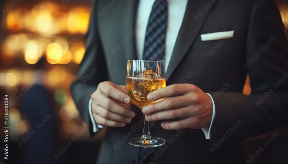 Confident Professional in Sharp Suit Networking at Corporate Event Building Business Connections, Achieving Growth, and Fostering Strategic Partnerships Image showcases successful businessman in Confident Professional in Sharp Suit Networking at Corporate Event Building Business Connections, Achieving Growth, and Fostering Strategic Partnerships Image showcases successful businessman in