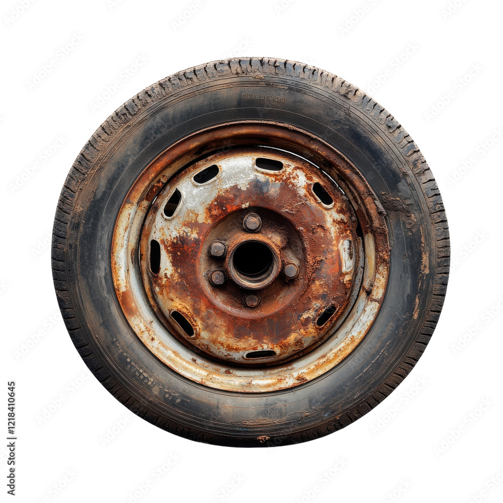 Car Wheel Isolated on White on transparent background.