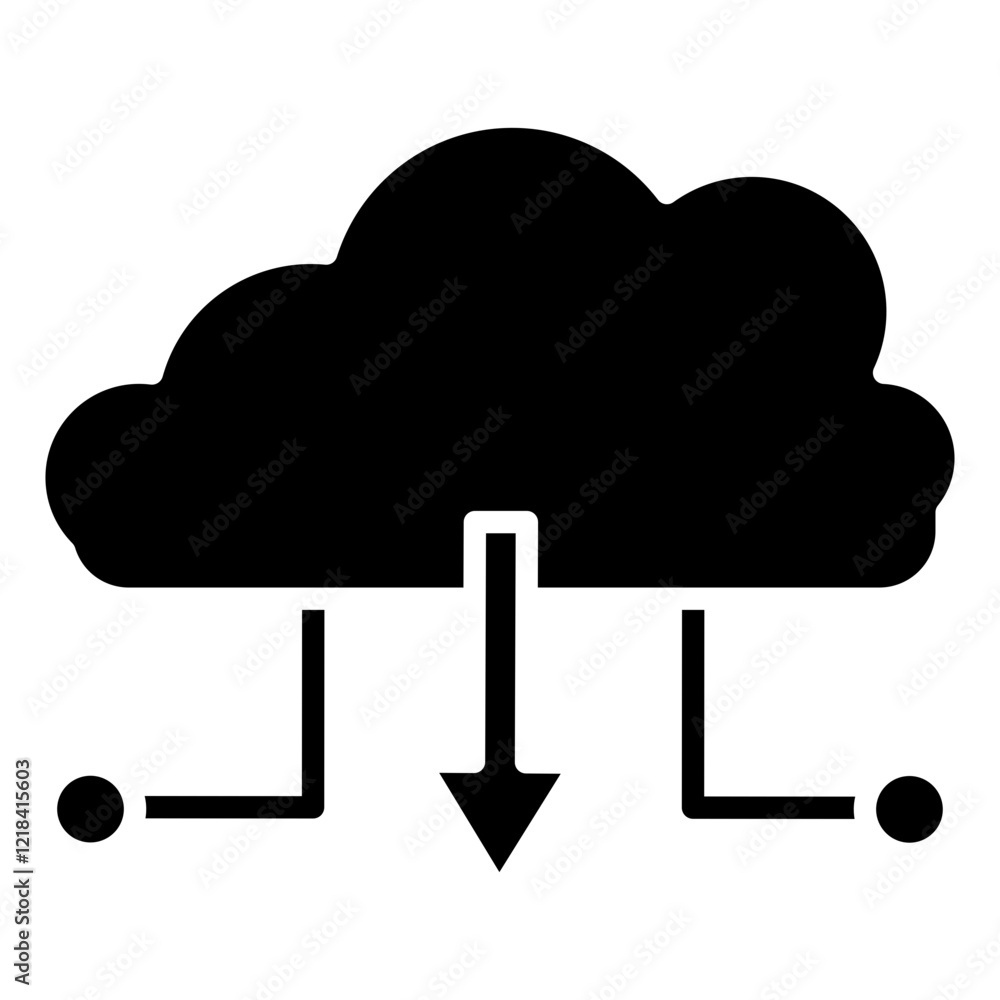 Download File on Cloud Icon Download File on Cloud Icon
