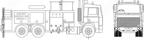 Vector sketch illustration silhouette design of rescue vehicle car fast reaction firefighter unit 