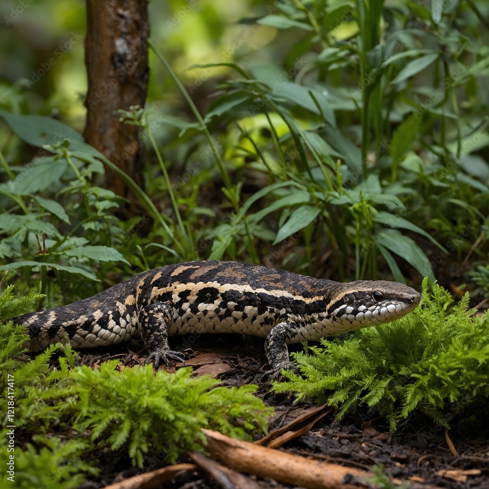 Naklejka premium Natural Balance: Albany Adder Coexisting with Wildlife in a Lush Environment