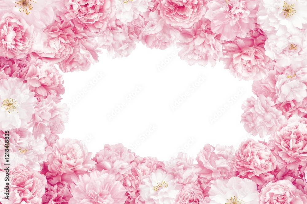 Obraz premium Delicate Pink Peony and Cherry Blossom Frame for Spring Design