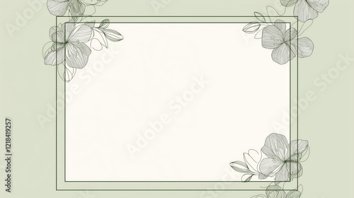 Blank page with light sage green outline flowers on the sides photo