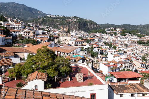 Taxco: Colonial white city in center mexico during sunny day