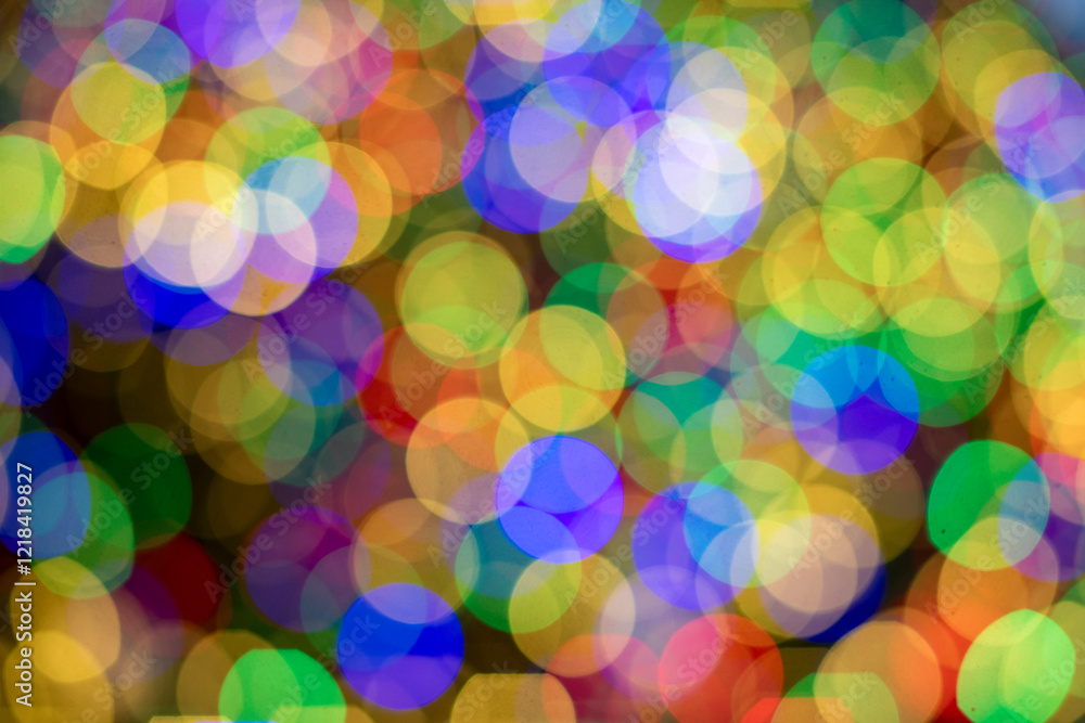 Bokeh out of focus abstract colored circles Christmas tree lights Bokeh out of focus abstract colored circles Christmas tree lights