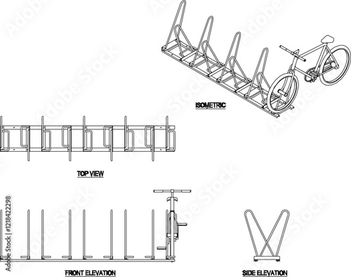 vector illustration design image of bicycle parking rack in public park