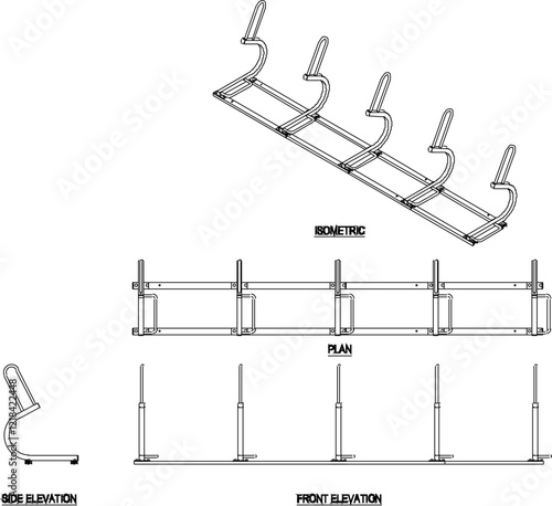 vector illustration design image of bicycle parking rack in public park