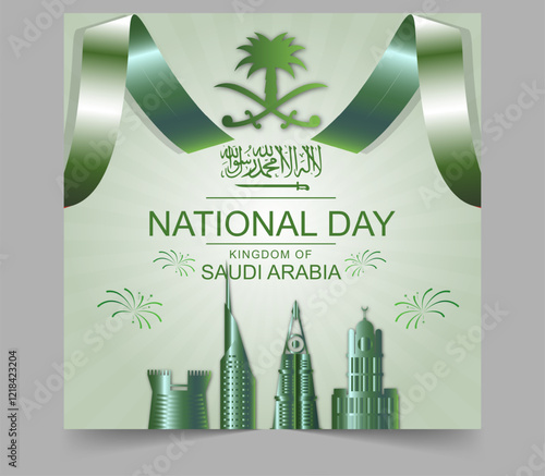 Realistic illustration for saudi national day