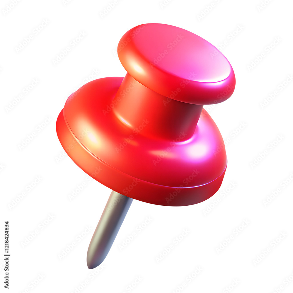 Red push pin, 3d render, cut out Red push pin, 3d render, cut out