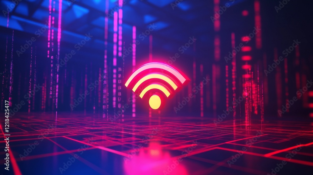 custom made wallpaper toronto digital61.3D wireless connect and sharing network on internet with alert notice. Hotspot access point for false, problem, fail to connect. Broadcasting area with WiFi. 3D signal vector icon render