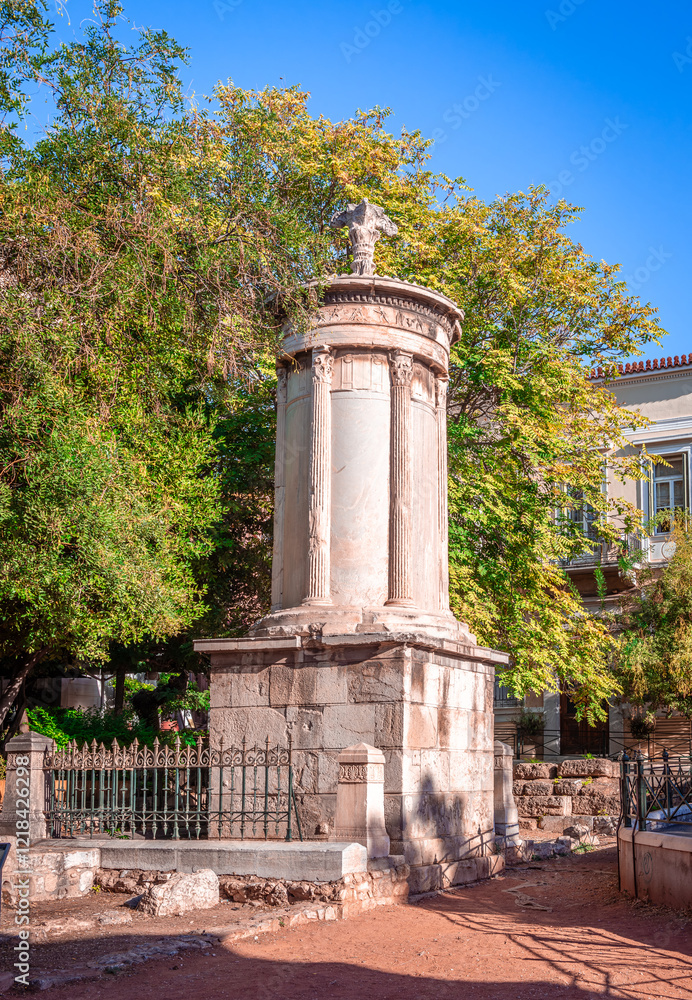The Choragic Monument of Lysicrates, in the historic Plaka neighborhood, near the Acropolis of Athens, in Greece. The Choragic Monument of Lysicrates, in the historic Plaka neighborhood, near the Acropolis of Athens, in Greece.