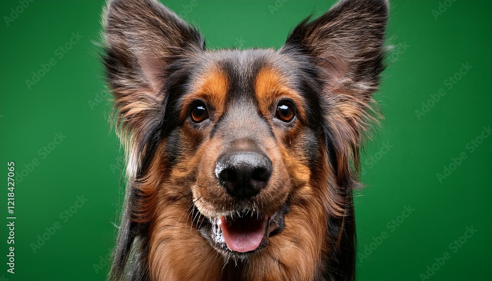 Fototapeta premium realistic studio photo of a dog on a green background