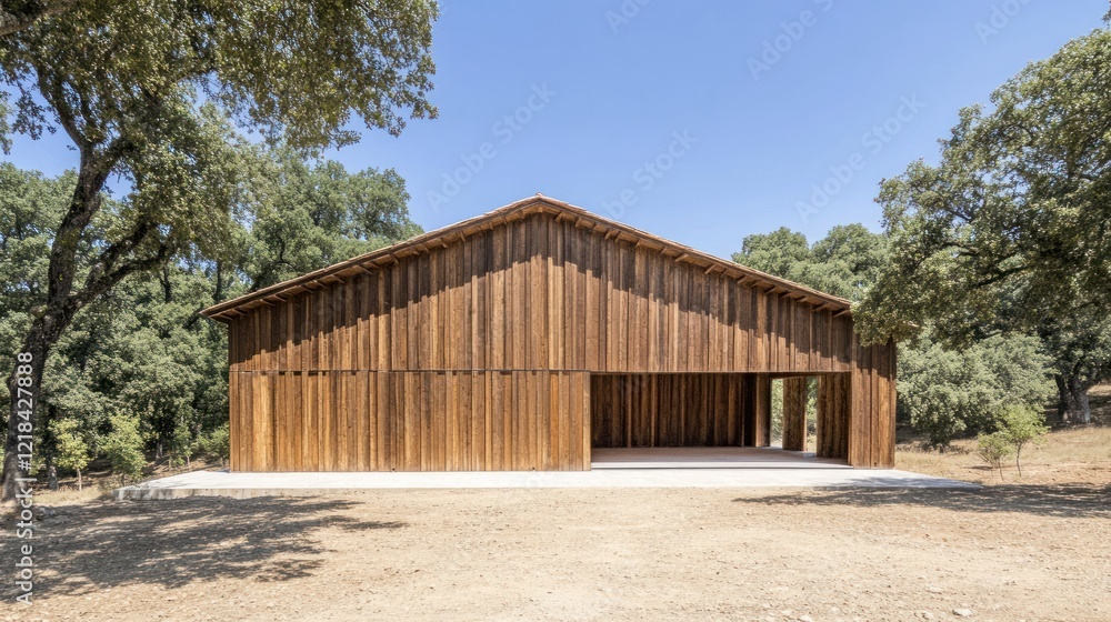 Wooden Pavilion in a Tranquil Forest Setting Wooden Pavilion in a Tranquil Forest Setting