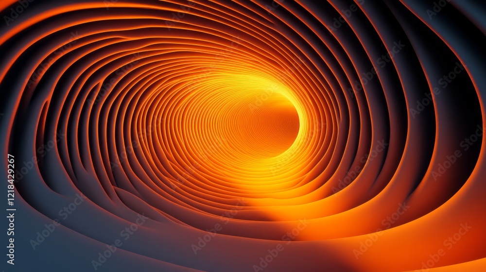 Abstract Orange Swirling Tunnel Of Light