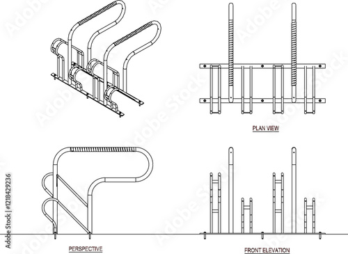 vector illustration design image of bicycle parking rack in public place