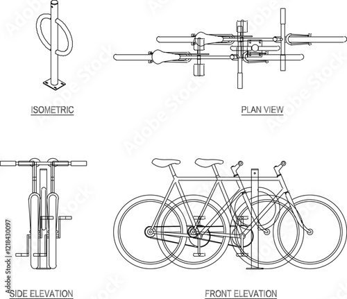 vector illustration design image of safety rack for bicycle parking in public park