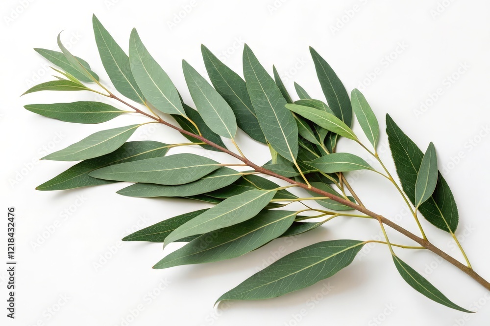 Obraz premium Eucalyptus leaves isolated on white background with clipping path